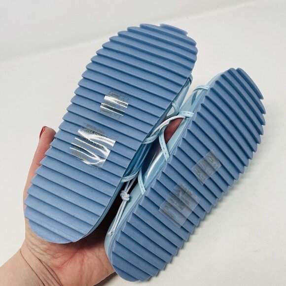 J Crew Crewcuts Little Girl K12 Slip On Pool Clear Jelly Sandals in Blue $45 223 - Picture 5 of 9